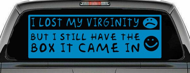 I Lost My Virginity but I still have the box it came in Car or Truck Vinyl Window Decal Sticker (Blue)