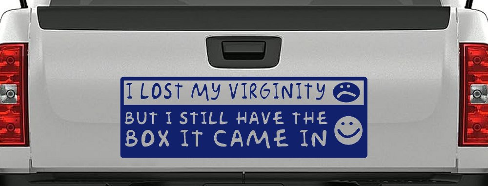 Funny I Lost My Virginity But I Still Have The Box It Came In Car or Truck Window Decal Sticker (Navy)