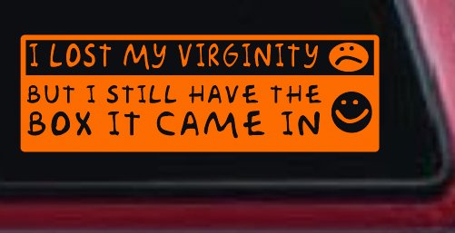 Funny I Lost My Virginity But I Still Have The Box It Came In Car or Truck Window Decal Sticker
