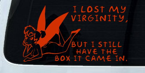 Funny I lost My Virginity But I still Have the Box It Came In Car or Truck Window Decal Sticker (Orange Red)
