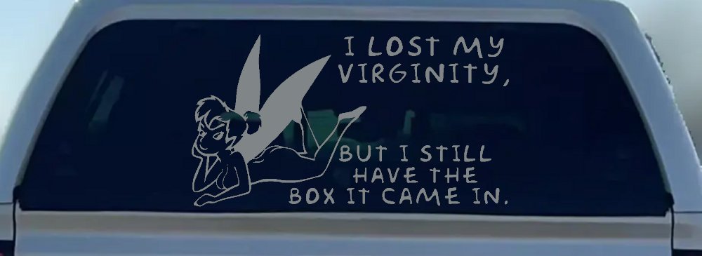 Funny I lost My Virginity But I still Have the Box It Came In Car or Truck Window Decal Sticker (Telegrey)