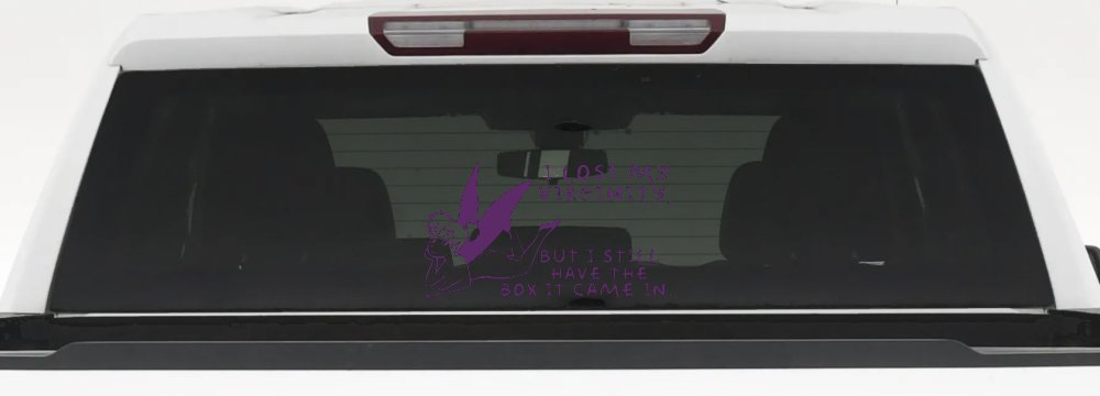 Funny I lost My Virginity But I still Have the Box It Came In Car or Truck Window Decal Sticker (Violet)