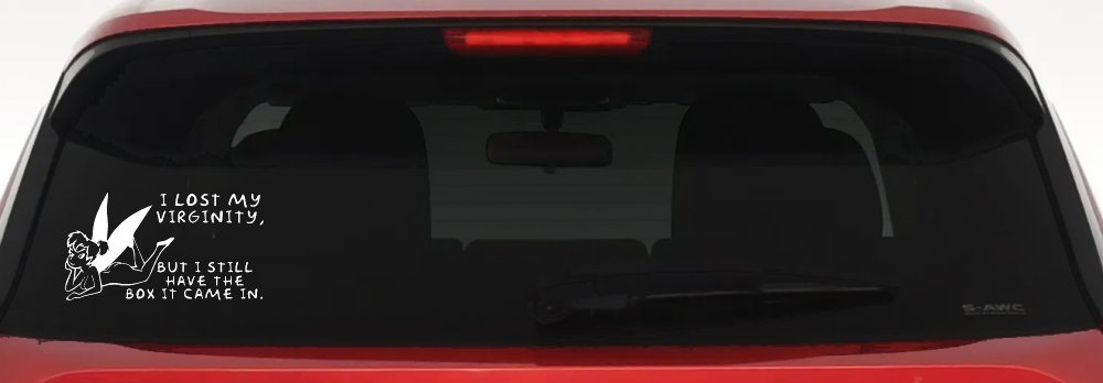 Funny I lost My Virginity But I still Have the Box It Came In Car or Truck Window Decal Sticker (White)