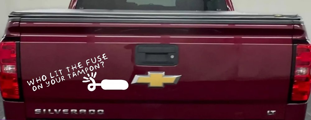 Who Lit The Fuse On Your Tampon Funny Car or Truck Window Decal Sticker