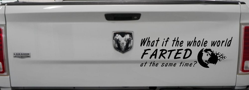 Funny What If The Whole World Farted at The Same Time Car or Truck Window Decal Sticker (Black)