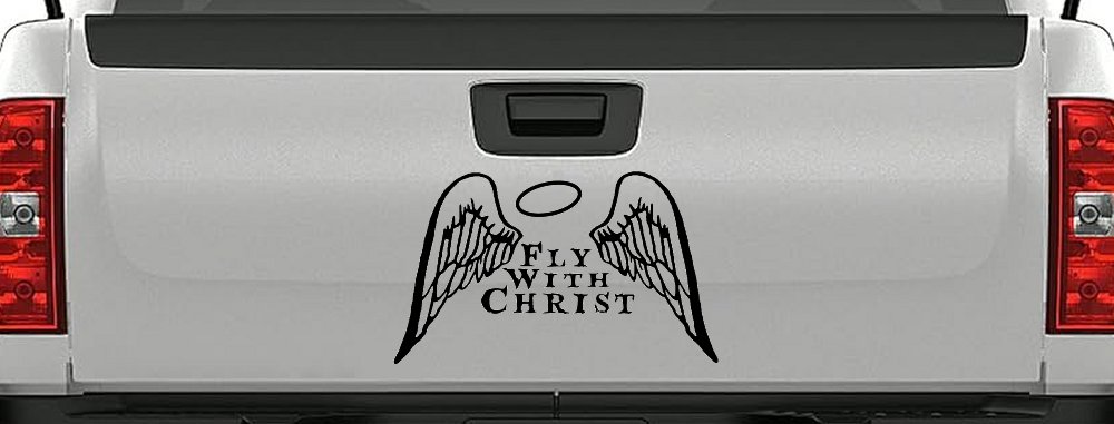 Fly With Christ Halo and Angel Wings Christian Car or Truck Window Decal Sticker
