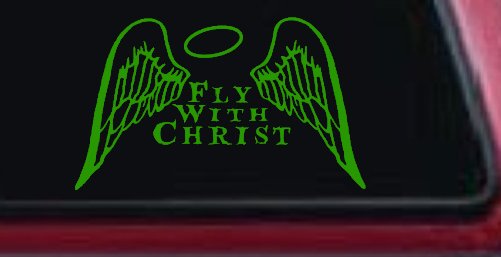 Fly With Christ Halo and Angel Wings Christian Car or Truck Window Decal Sticker