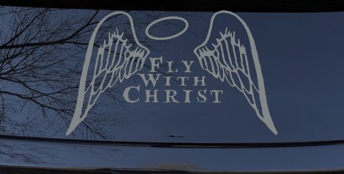 Fly With Christ Halo and Angel Wings Christian Car or Truck Window Decal Sticker