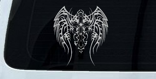 Tribal Wings and Cross Christian Car or Truck Window Decal Sticker