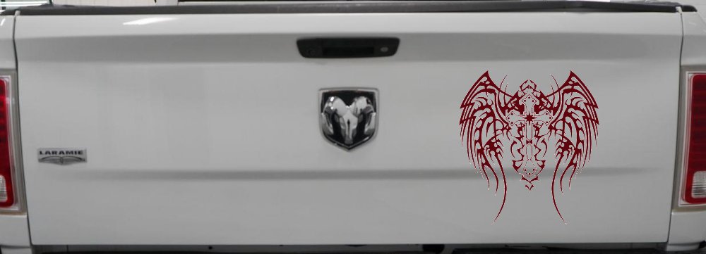Tribal Wings and Cross Christian Car or Truck Window Decal Sticker