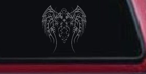 Tribal Wings and Cross Christian Car or Truck Window Decal Sticker (Silver)
