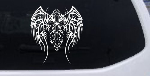Tribal Wings and Cross Christian Car or Truck Window Decal Sticker