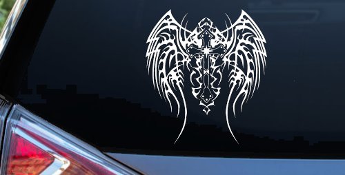 Tribal Wings and Cross Christian Car or Truck Window Decal Sticker