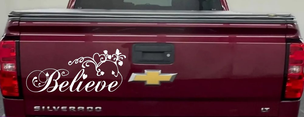 Believe with Swirls and Hearts Christian Car or Truck Window Decal Sticker