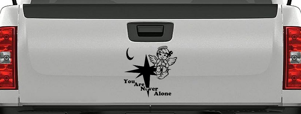 You Are Never Alone Guardian Angel Christian Car or Truck Window Decal Sticker (Black)