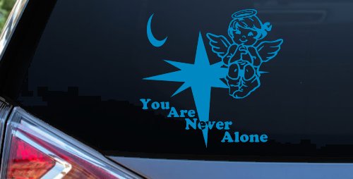 Guardian Angel Christian Decal for Car Truck Window - You Are Never Alone (Blue)