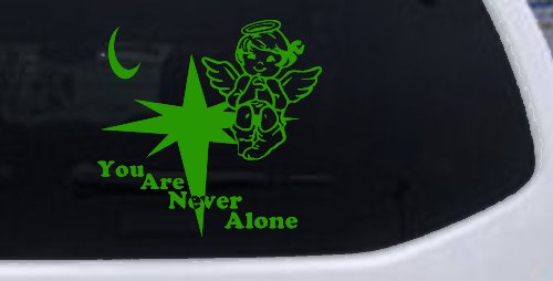 You Are Never Alone Guardian Angel Christian Car or Truck Window Decal Sticker (Lime)