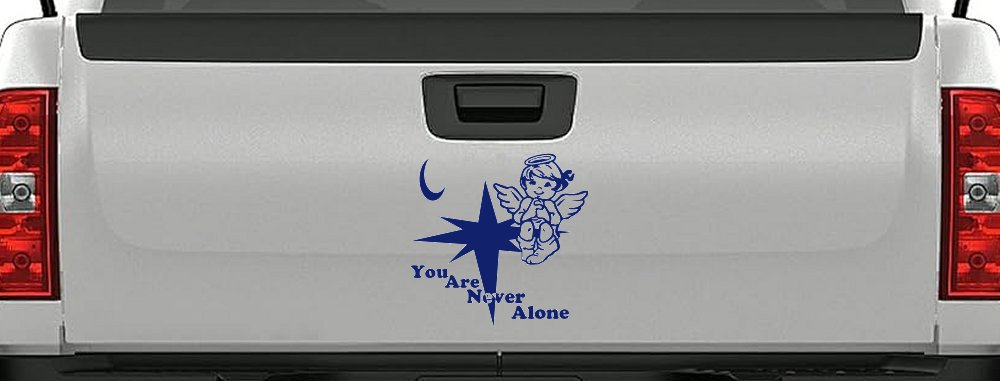 You Are Never Alone Guardian Angel Christian Car or Truck Window Decal Sticker (Navy)