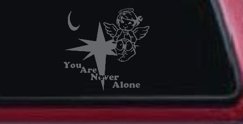 You Are Never Alone Guardian Angel Christian Car or Truck Window Decal Sticker (Silver)