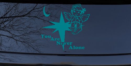 You Are Never Alone Guardian Angel Christian Car or Truck Window Decal Sticker (Turquoise Blue)