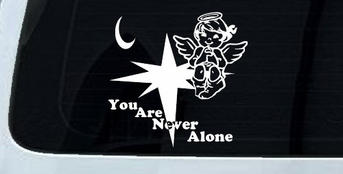 You Are Never Alone Guardian Angel Christian Car or Truck Window Decal Sticker (White)