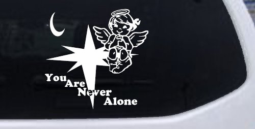 You Are Never Alone Guardian Angel Christian Car or Truck Window Decal Sticker (White)