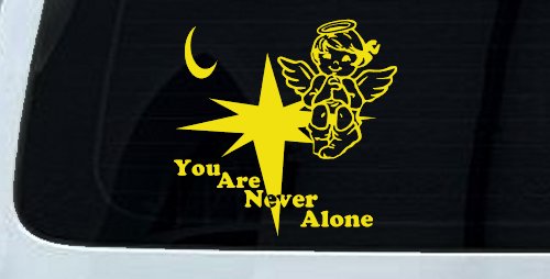 You Are Never Alone Guardian Angel Christian Car or Truck Window Decal Sticker (Yellow)