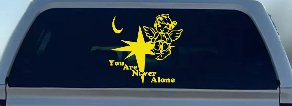 You Are Never Alone Guardian Angel Christian Car or Truck Window Decal Sticker (Yellow)