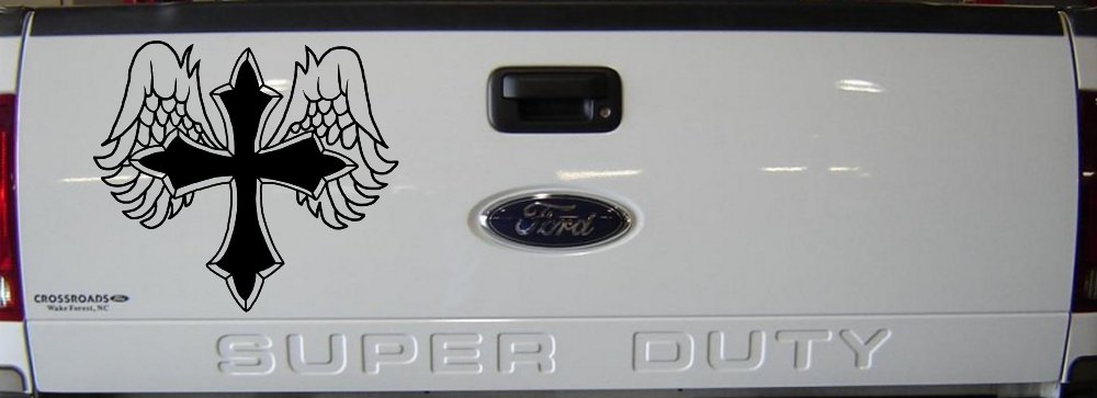 Cross With Angel Wings Christian Car or Truck Window Decal Sticker