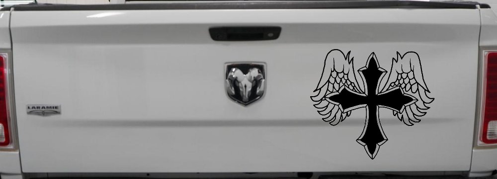 Cross With Angel Wings Christian Car or Truck Window Decal Sticker