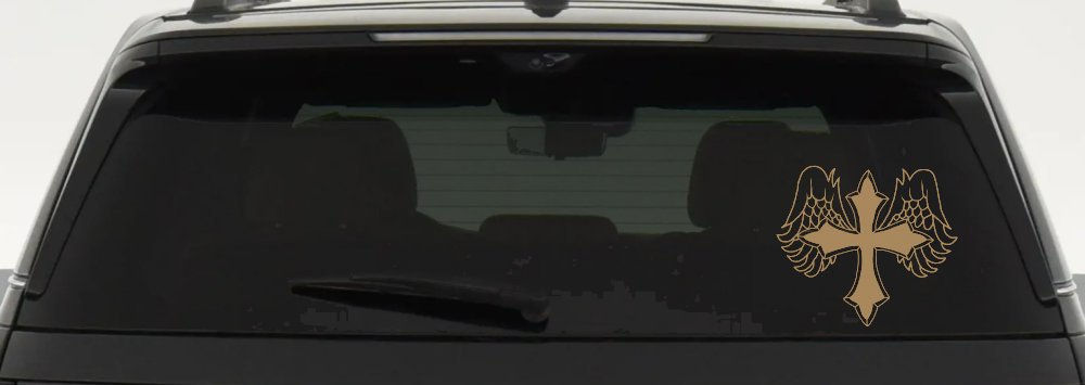 Cross With Angel Wings Christian Car or Truck Window Decal Sticker