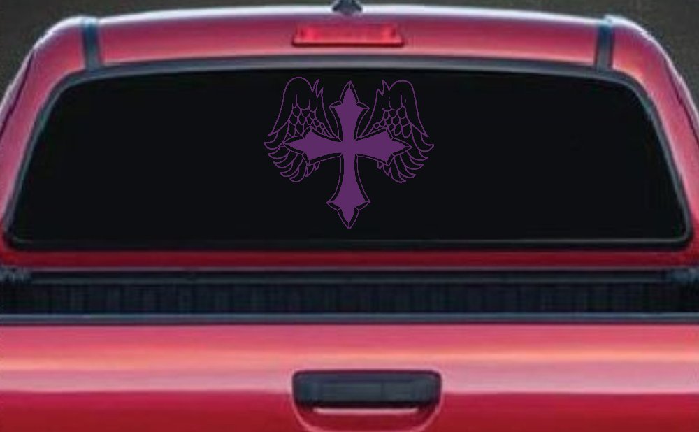 Cross With Angel Wings Christian Car or Truck Window Decal Sticker