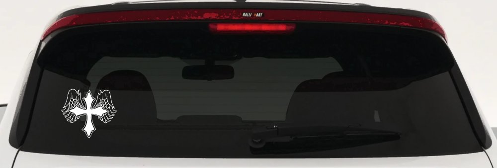 Cross With Angel Wings Christian Car or Truck Window Decal Sticker