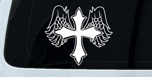 Cross With Angel Wings Christian Car or Truck Window Decal Sticker