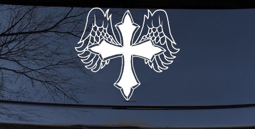 Cross With Angel Wings Christian Car or Truck Window Decal Sticker