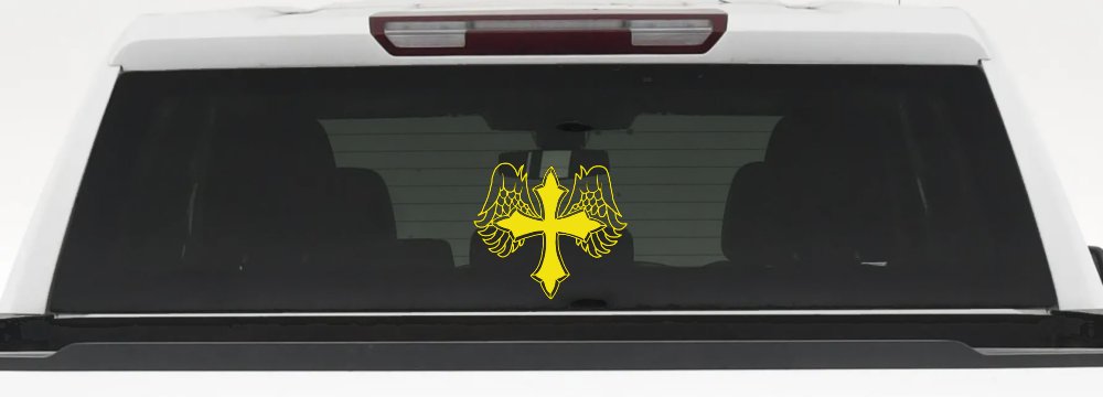 Cross With Angel Wings Christian Car or Truck Window Decal Sticker