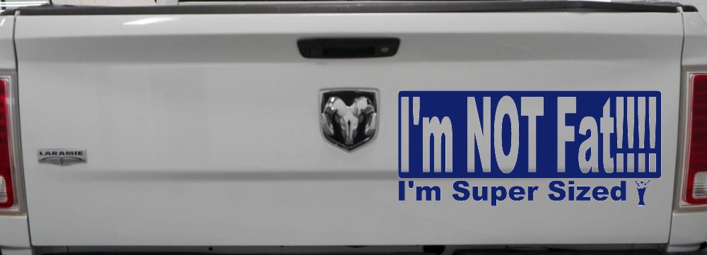 I'm NOT Fat I'm Super Sized Funny Car or Truck Window Decal Sticker (Navy)