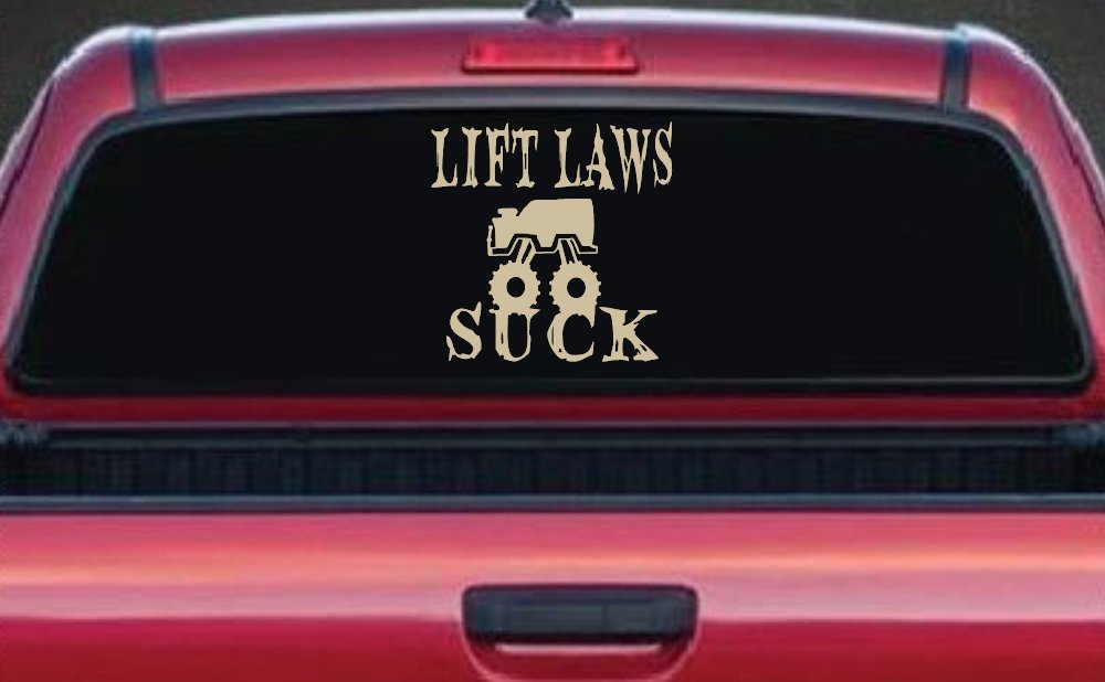 Lift Laws Suck Off Road Car or Truck Window Decal Sticker (Desert Sand)