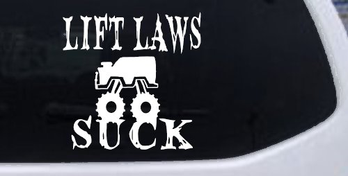 Lift Laws Suck Off Road Car or Truck Window Decal Sticker (White)