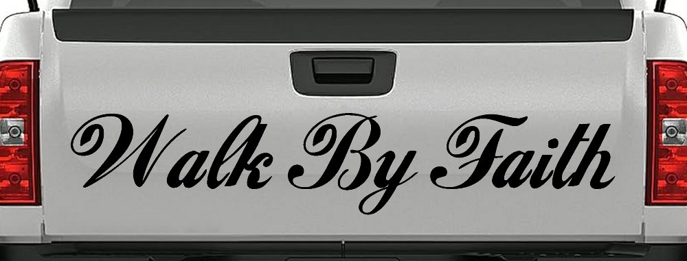 Walk By Faith Christian Car or Truck Window Decal Sticker (Black)