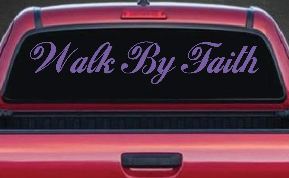 Walk By Faith Christian Car or Truck Window Decal Sticker (Purple)