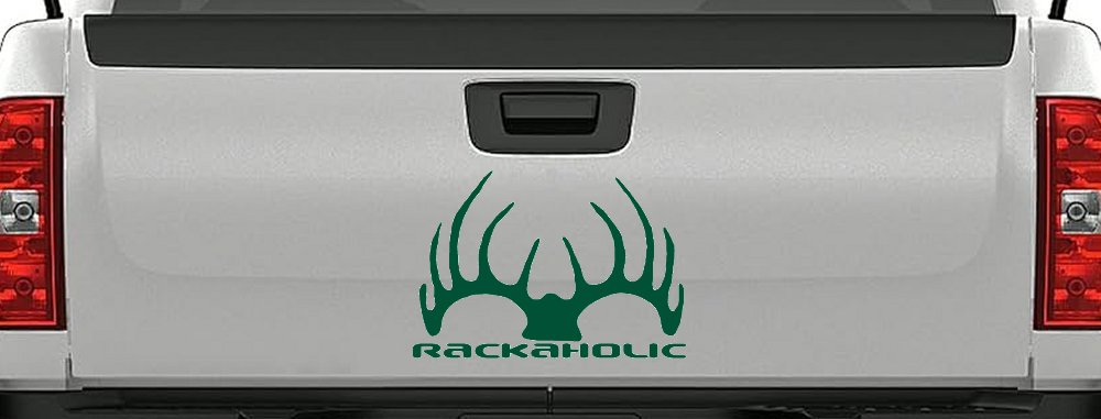Rackaholic Deer Hunting Car or Truck Window Decal Sticker (Dark Green)