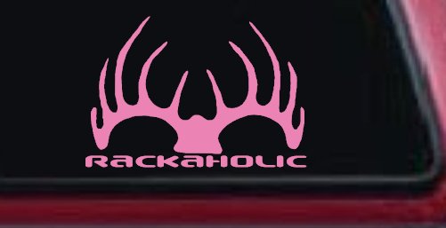 Rackaholic Deer Hunting Car or Truck Window Decal Sticker (Pink)
