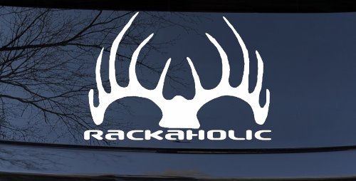 Rackaholic Deer Hunting Car Truck Window Decal Sticker for Hunters (White)
