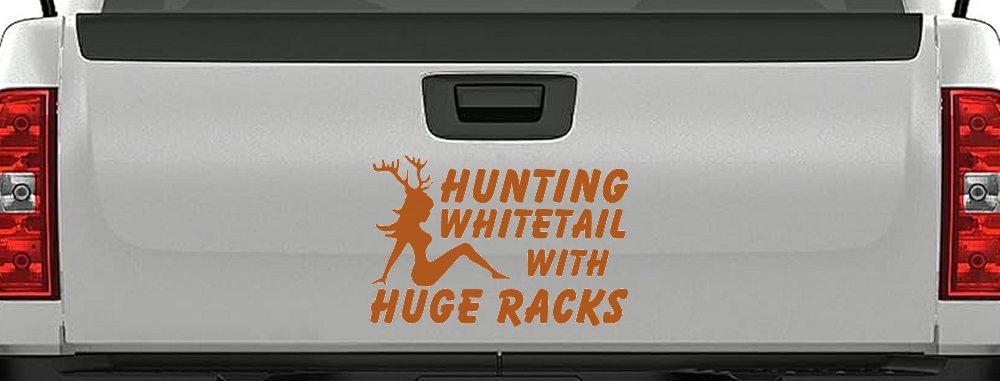 Hunting Whitetail With Huge Racks Car or Truck Window Decal Sticker (Nut Brown)