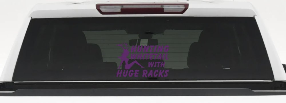 Hunting Whitetail With Huge Racks Car or Truck Window Decal Sticker (Violet)