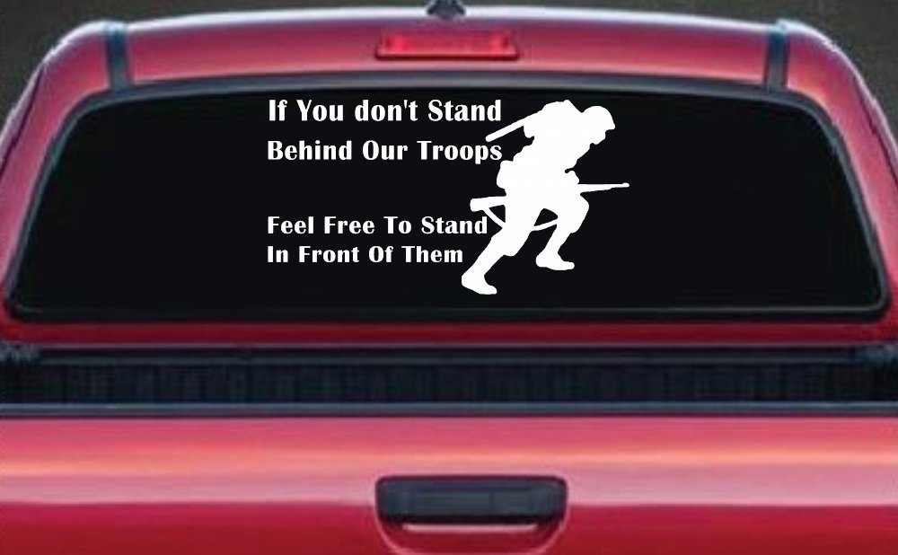 Support Our Troops Decal Military Car Truck Window Vinyl Sticker (White)
