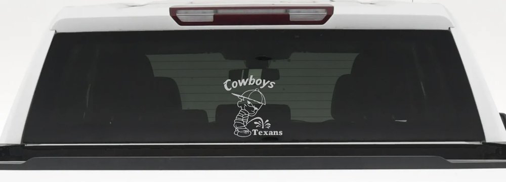 Cowboys Pee On Texans Decal Pee Ons Car or Truck Window Decal Sticker (Light Gray)