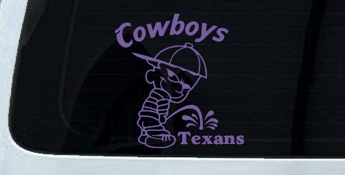 Cowboys Pee On Texans Decal Pee Ons Car or Truck Window Decal Sticker (Purple)