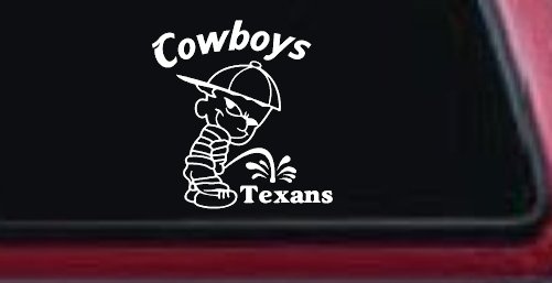 Cowboys Pee On Texans Decal Pee Ons Car or Truck Window Decal Sticker (White)